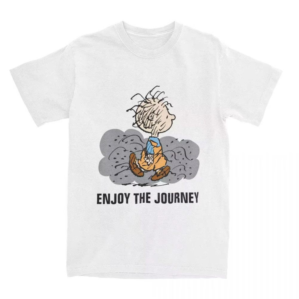 Nam cotton Áo Phông Đậu Phộng Snoopy Pigpen Đi Bộ Mây Nam Nữ Áo Vintage Áo Thun Nữ Tay Ngắn Cổ Tròn