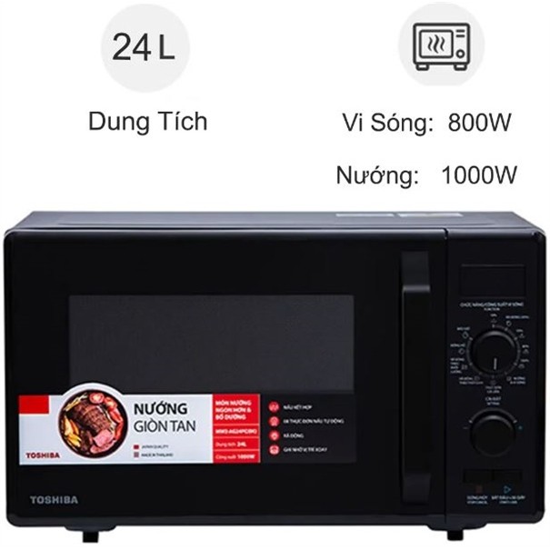 (CHÍNH HÃNG) - Lò vi sóng Toshiba MW2-AG24PC(BK) 24 lít (LIKE NEW)