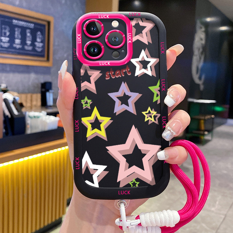 Ốp Lưng iPhone 14 14 Pro 14 14 Pro Max 15 15 Pro 15 Pro Max Case Ngôi sao Với Lanyard