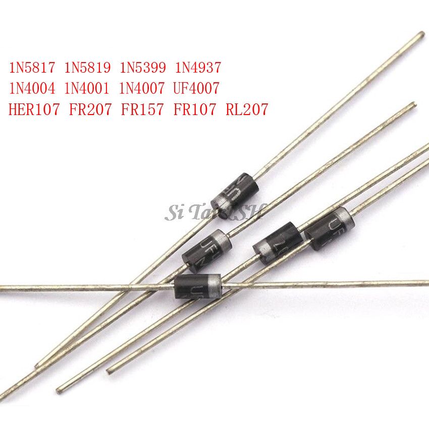 100 Chiếc Schottky Chỉnh Lưu Diode 1N5817 1N5819 1N5399 1N4937 1N4004 1N4001 1N4007 UF4007 HER107 FR