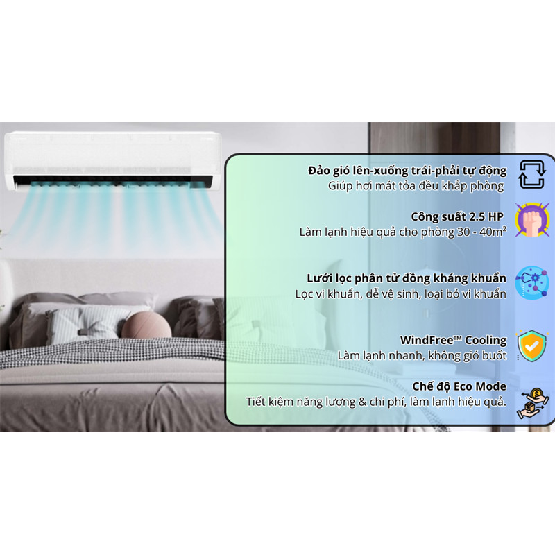 Máy lạnh Samsung Wind-Free Inverter 2.5 HP AR24CYFCAWKNSV - Thái Lan dienmaysieure Xả Kho