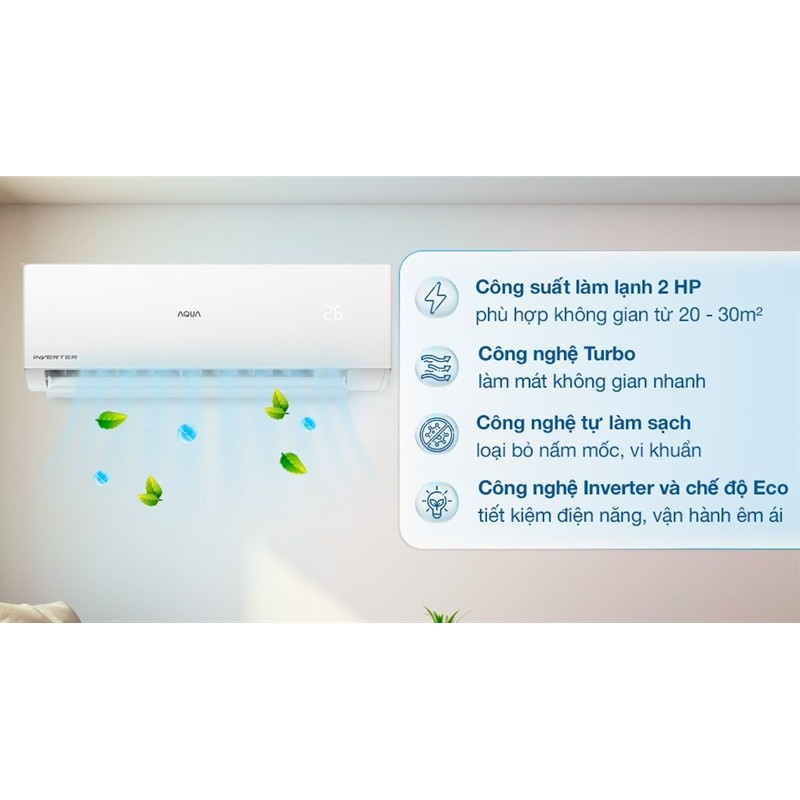 Máy lạnh AQUA Inverter 2 HP AQA-RV18QE 2024 - THÁI LAN (LIKE NEW) - Bảo Hành Chính Hãng