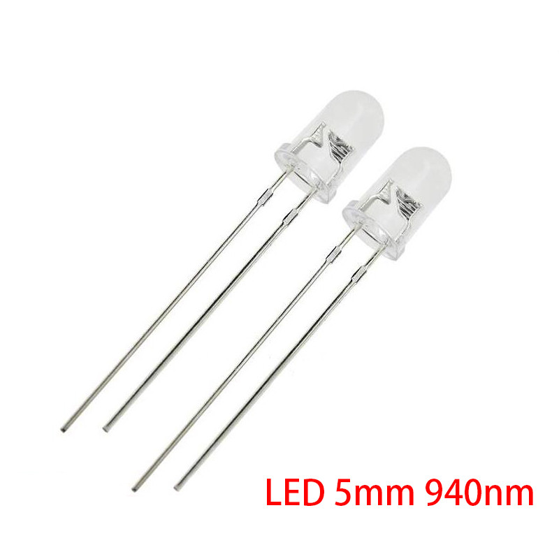 100 chiếc LED 5mm 940nm IR Phát ra hồng ngoại Ống tròn diode