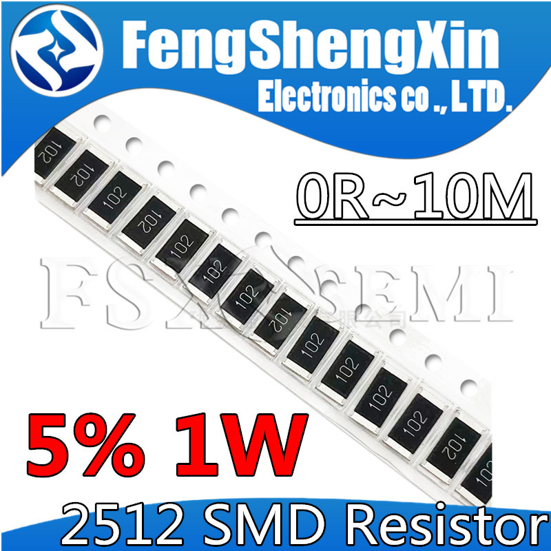 Bộ 50 2512 5% smd Chip Điện Trở 1W 0R-10M R001 R010 R100 R020 R300 1R 10R 100R 1K 10K 100K 220K 470K