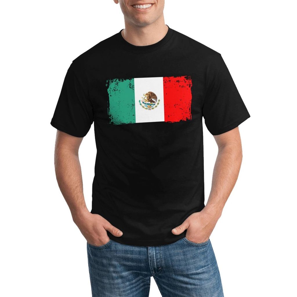 Nhân vật Cơ bản Mexico Cờ Mexico Nhẹ Plus Size Áo sơ mi Cotton cho thời tiết ấm áp