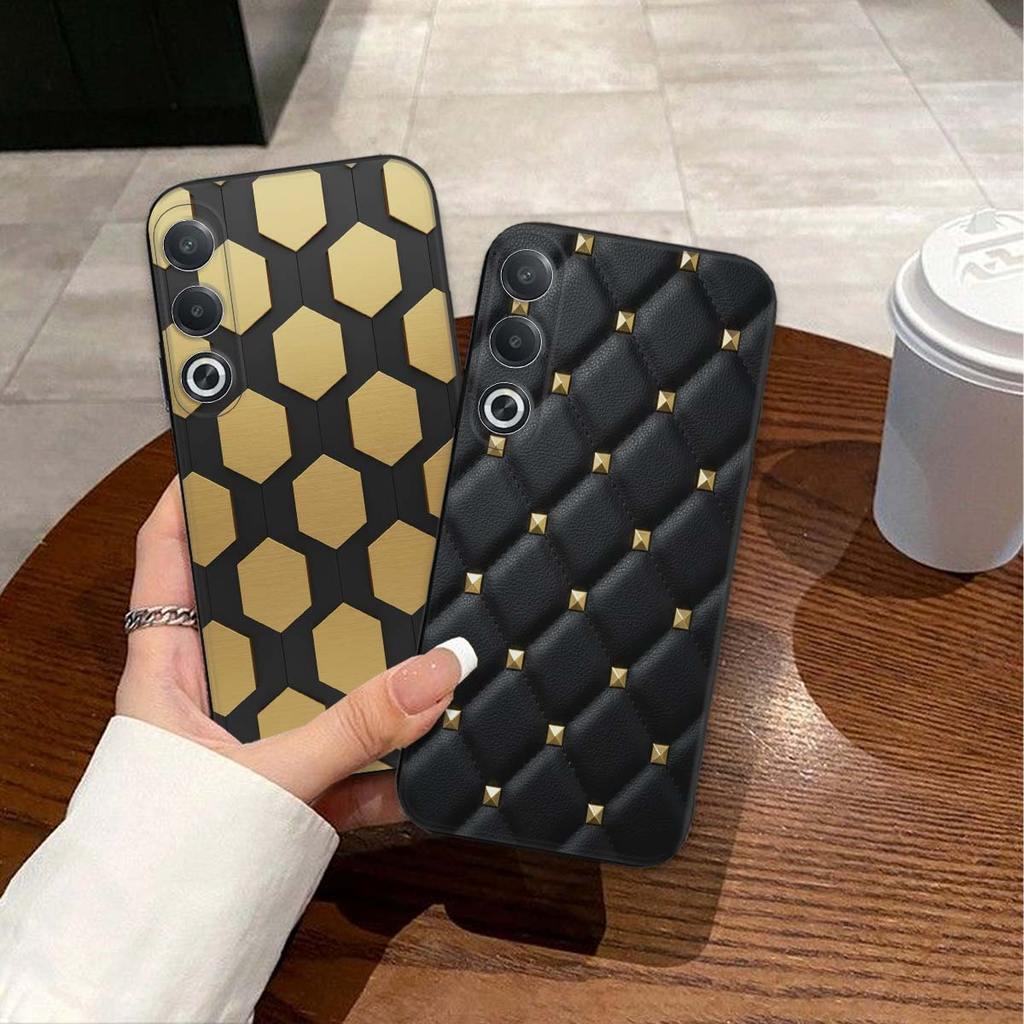 Ốp lưng Oppo A5 / A5 Pro / A5i / A5i Pro đường kẻ, thời trang kim loại, hình khối