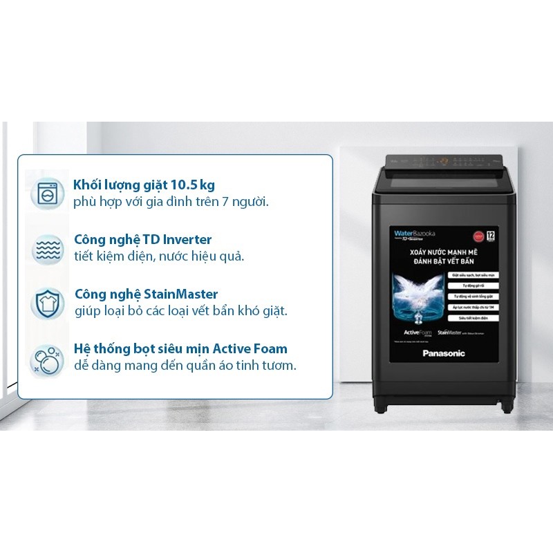 Máy giặt Panasonic Inverter 10.5 Kg NA-FD105X3BV 2025 - VIỆT NAM (LIKE NEW - BẢO HÀNH CHÍNH HÃNG)
