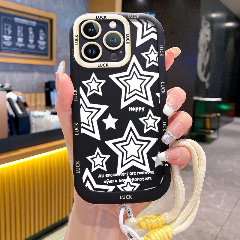 Ốp Lưng iPhone 14 14 Pro 14 14 Pro Max 15 15 Pro 15 Pro Max Case Ngôi sao Với Lanyard