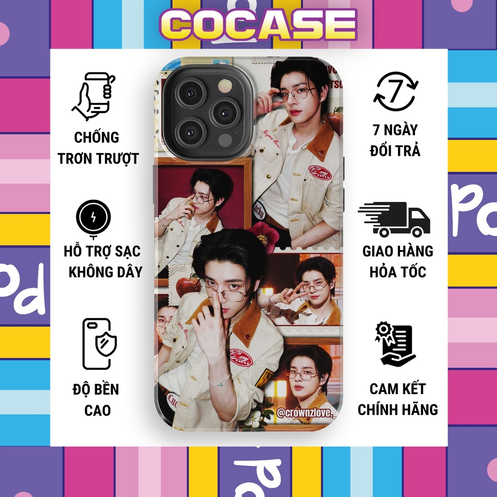 Ốp lưng iphone SUNGHOON ENHYPEN tông đỏ vintage sắc nét cực ngầu nhựa TPU bảo vệ camera