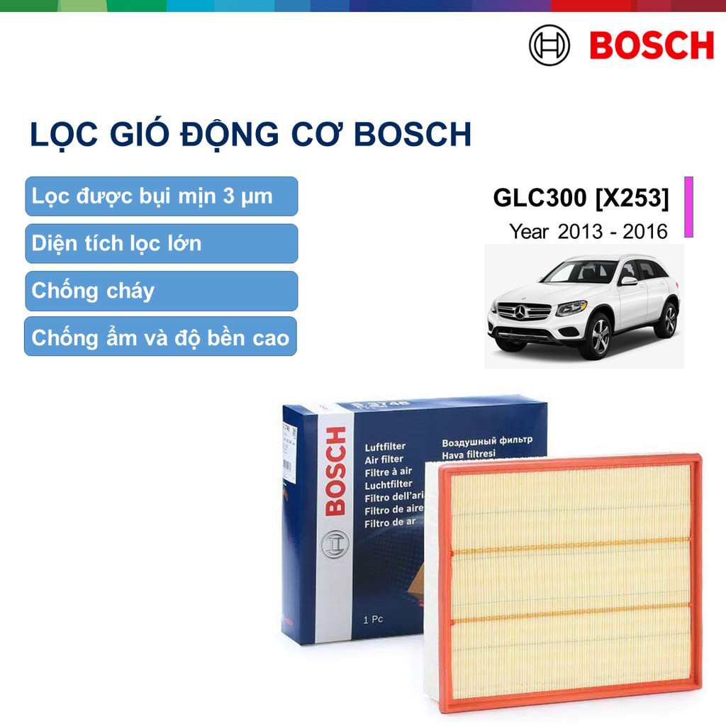 LỌC GIÓ ĐỘNG CƠ BOSCH MERCEDES-BENZ GLC300 [X253] ĐỜI XE 2013 ĐẾN 2016
