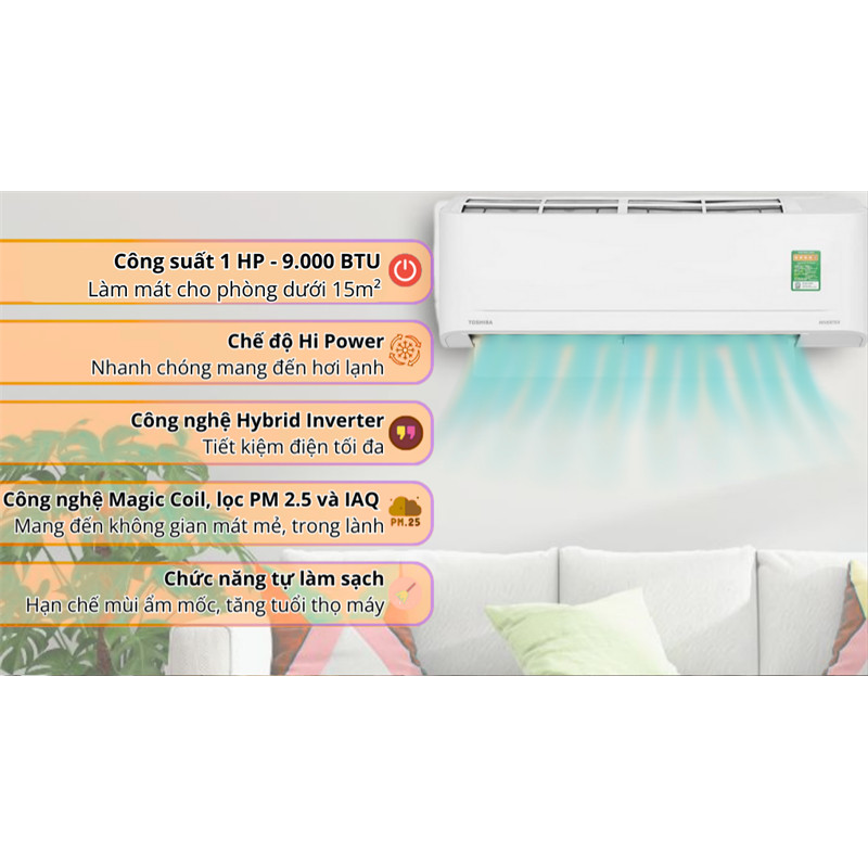 Máy lạnh Toshiba Inverter 1 HP RAS-H10S5KCV2G-V 2025 - THÁI LAN