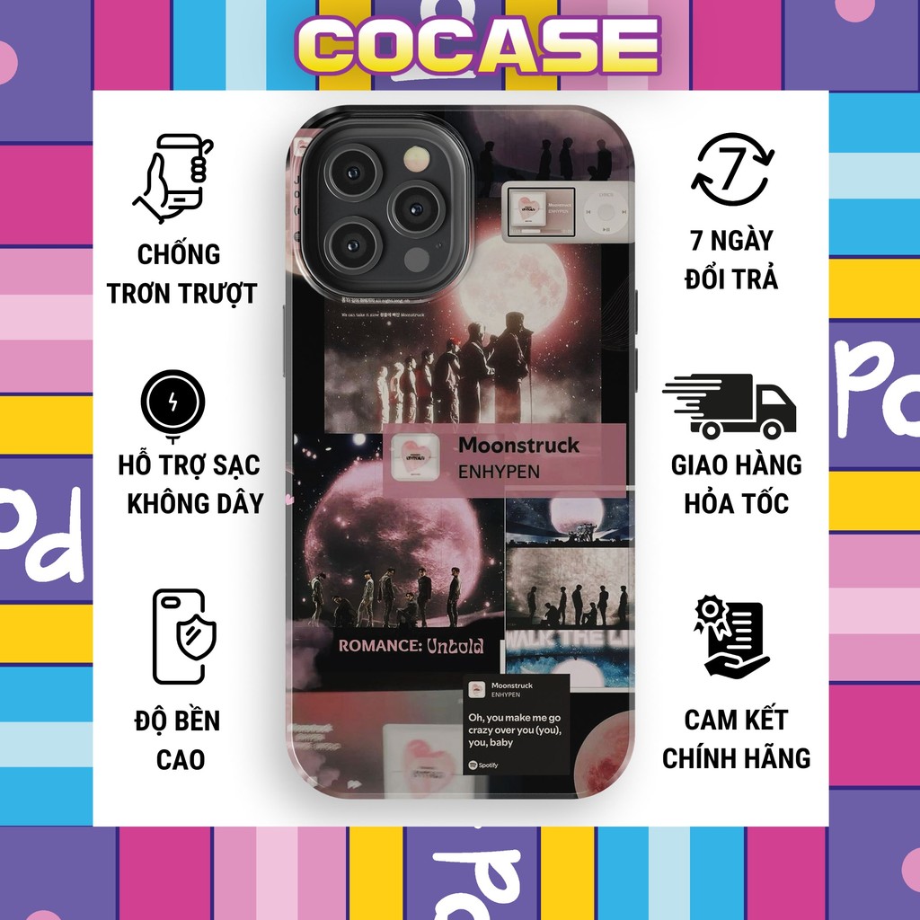 Ốp lưng iphone ENHYPEN trăng mơ mộng lãng mạn sắc nét mặt nhựa TPU cứng bóng bảo vệ camera