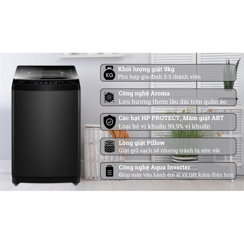 Máy giặt Aqua Inverter 9 kg AWM9-B316K(B) 2025 - VIỆT NAM