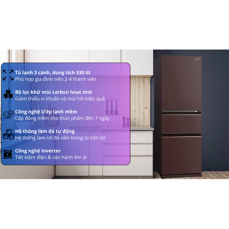 Tủ lạnh Mitsubishi Inverter 330 Lít MR-CGX41EN-GBR-V