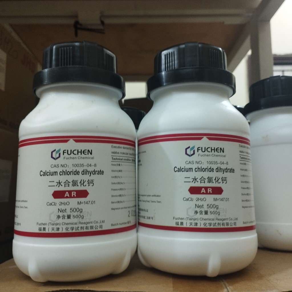 Calcium Chloride Dihydrate, CaCl2.2H2O, Cas 10035-04-8, Chai 500G, Fuchen