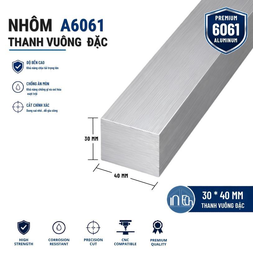 Nhôm thanh đặc A6061 TQ 30 x 40 mm - Nhôm cây T6
