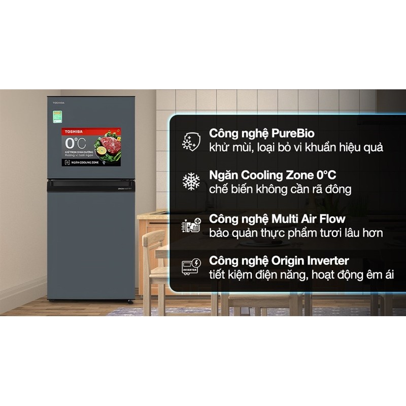Tủ lạnh Toshiba Inverter 180 lít GR-RT234WE-PMV(52) - THÁI LAN