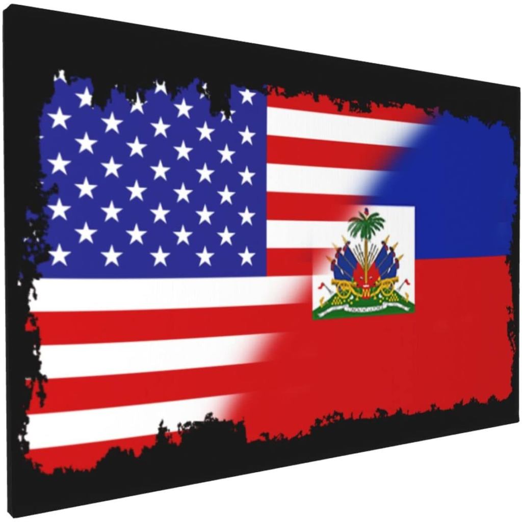 Haiti Cờ Haiti Nghệ Thuật Treo Tường Tranh Canvas 18x12 Không Hiện Đại Trang Trí Đóng Khung Tác Phẩm