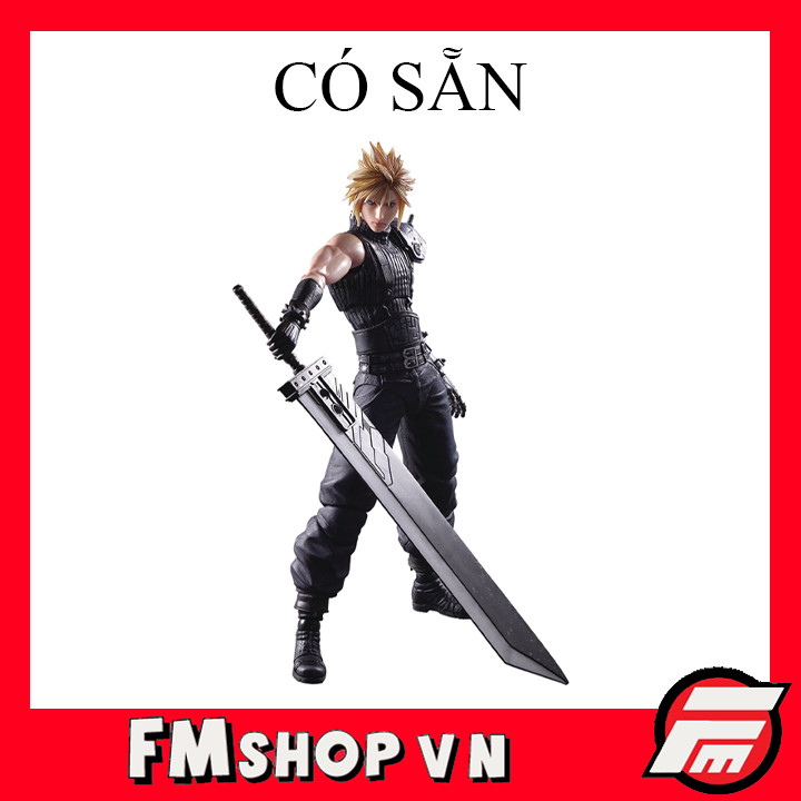 (2nd Mòn Khớp Gối) Mô Hình Nhân Vật Play Arts Kai FFVII Remake Cloud Strife