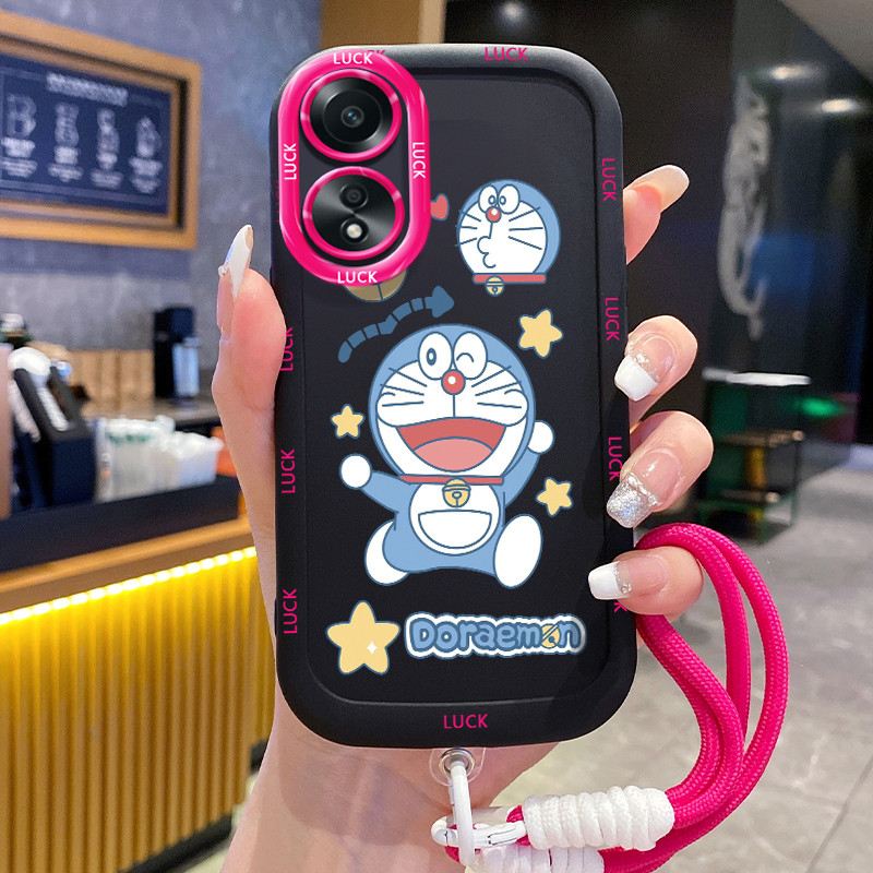 Ốp Lưng OPPO A58 4G A78 4G A58 5G A58X 5G A78 5G A1X 5G A2X 5G Case Mèo xanh nhỏ Với Lanyard