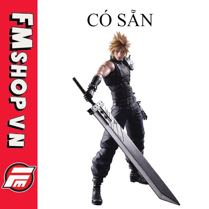 (2nd Mòn Khớp Gối) Mô Hình Nhân Vật Play Arts Kai FFVII Remake Cloud Strife