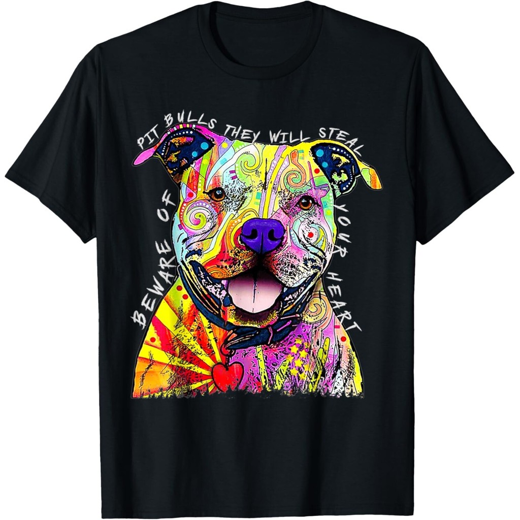 Funny Beware Of Pit Bulls _ Áo thun Unisex Dean Russo Pitbull