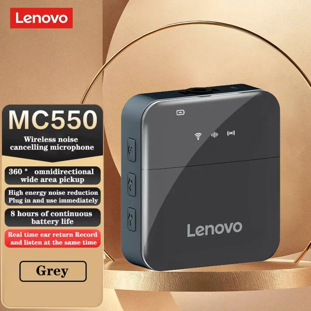 Mic thu âm không dây cài áo hãng LENOVO MC550 2TX + 1RX
