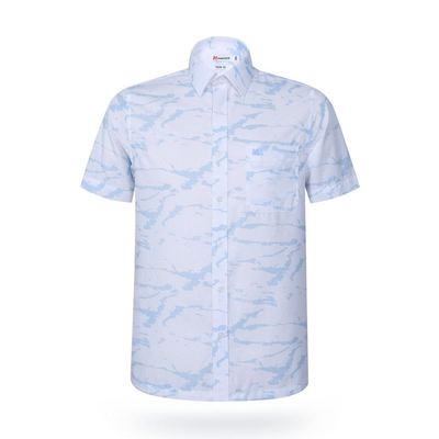 Áo sơ mi nam KHATOCO ngắn tay form Tailor Fit lai ngang họa tiết mã A1MN498T2-CNIN475-2603-N
