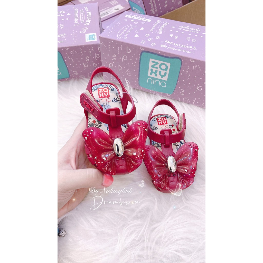 Dép Zaxy nơ cánh bướm màu đỏ cherry