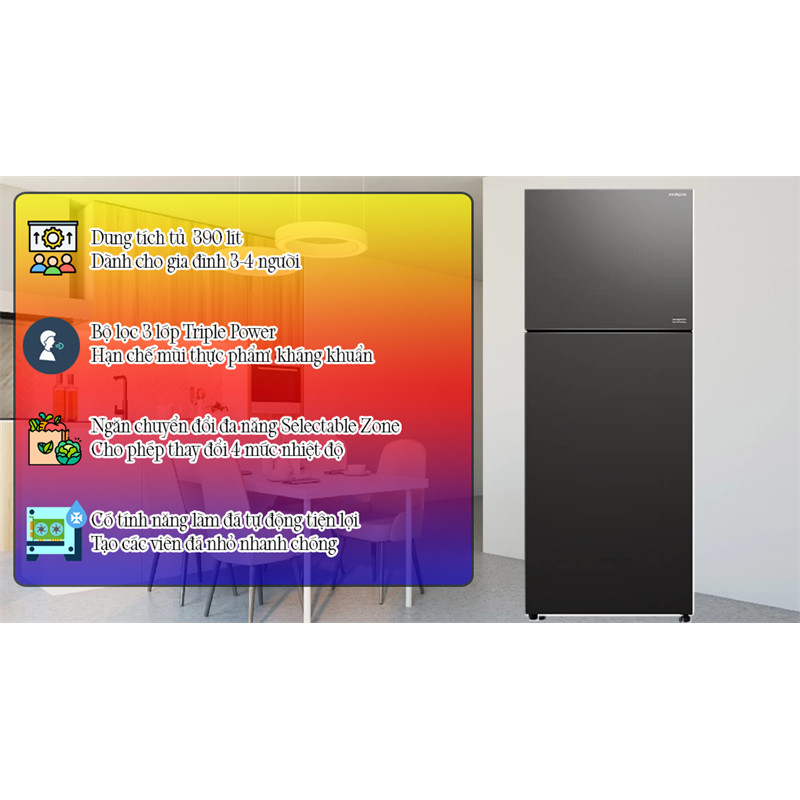 Tủ lạnh Hitachi Inverter 390 lít R-FVY510PGV0 (GMG) - THÁI LAN