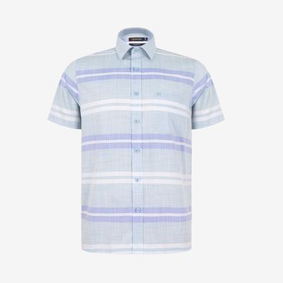 Áo sơ mi nam KHATOCO ngắn tay form Tailor Fit lai ngang mã A1MN568T2-CNSC818-2709-N