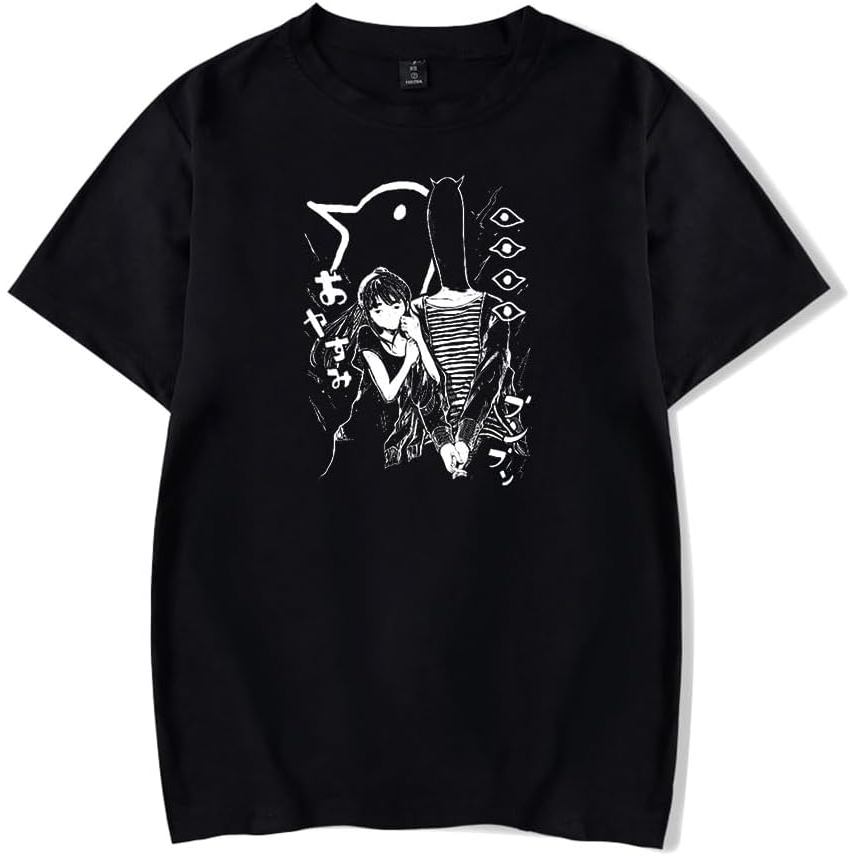 Áo thun cotton nam Omori Oyasumi Punpun Merch Áo thun mùa hè nam / nữ Dạo phố Áo thun Áo sơ mi tay n