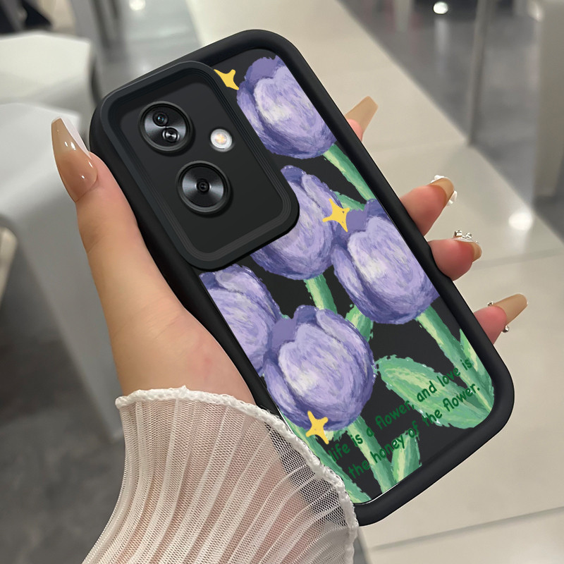 Ốp Lưng Cho OPPO A79 5G A2 5G Ba Màu Tím Tulip Điện Thoại Silicon Chống Sốc