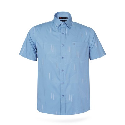 Áo sơ mi nam KHATOCO ngắn tay form Tailor Fit lai ngang họa tiết mã A1MN468T2-CNIN361-2505-N