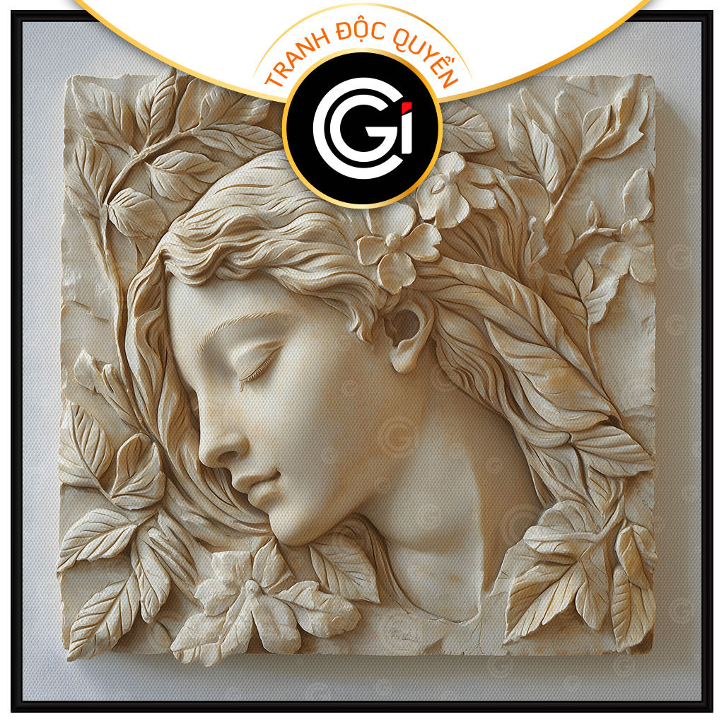 Tranh Cô Gái Với Hoa Cỏ, tranh trang trí nội thất, CGI-2429