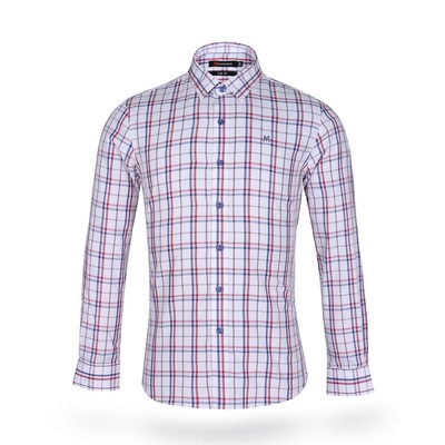 Áo sơ mi nam KHATOCO dài tay form Slim fit kẻ caro A1MD468S1-CNCR291-2502-D