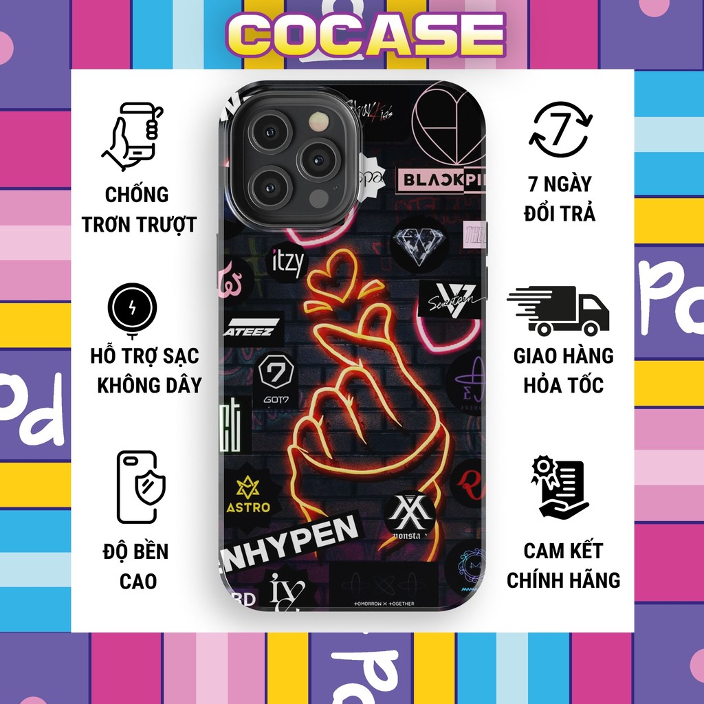 Ốp iphone KPOP BLACKPINK ENHYPEN SEVENTEEN lôi cuốn năng động phá cách bền màu tốt