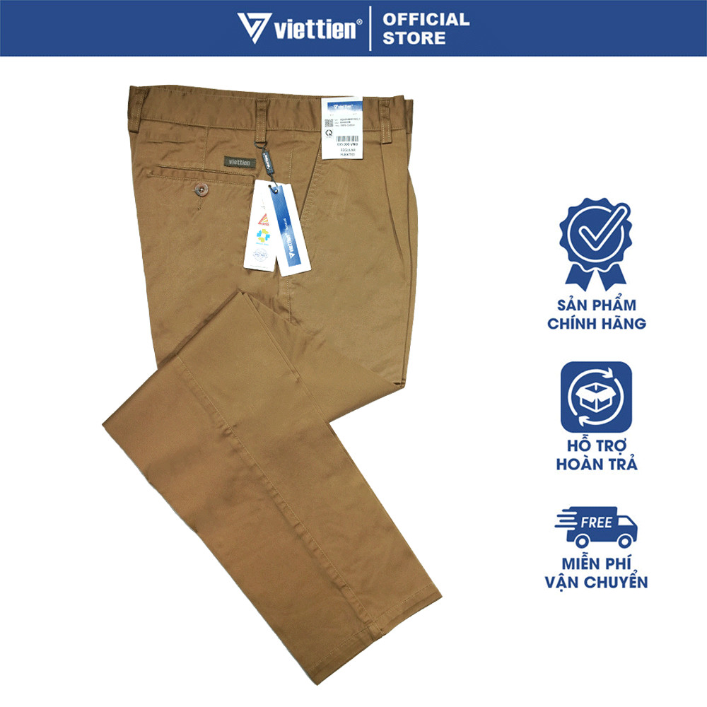 VIETTIEN SALE - QUẦN KAKI VIETTIEN, Màu Nâu vàng, Họa Tiết Trơn, Form Regular, Có Ly, Chất liệu cao 