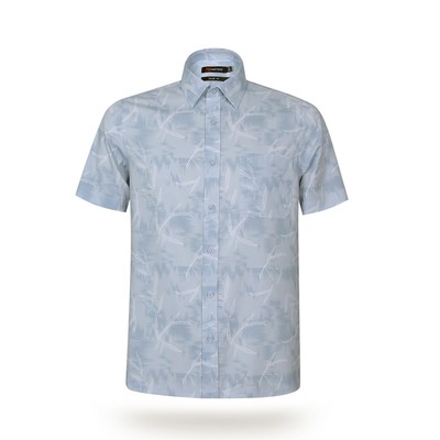 Áo sơ mi nam KHATOCO ngắn tay form Tailor Fit lai ngang họa tiết mã A1MN468T2-CNIN460-2601-N