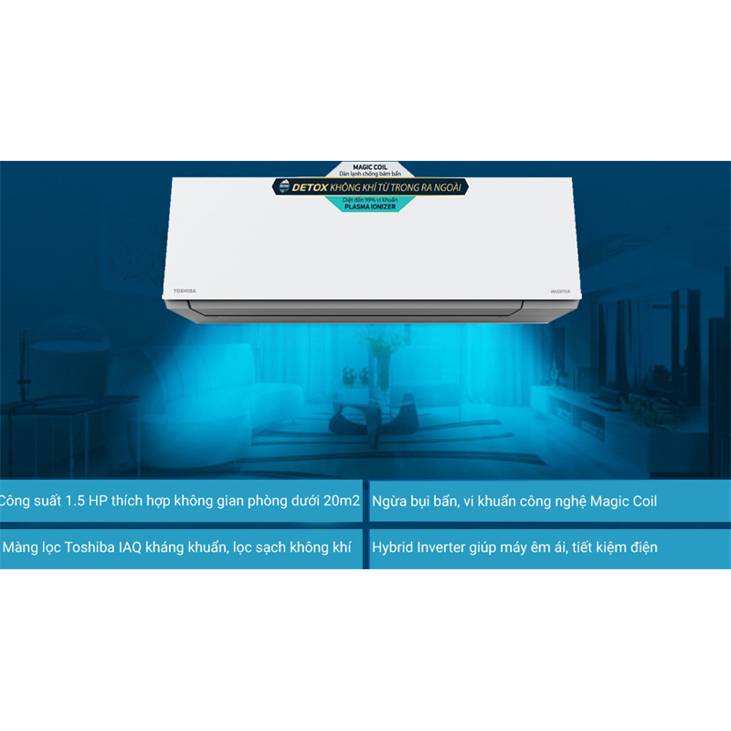 Máy lạnh Toshiba inverter 1.5 HP RAS-H13E2KCVG-V