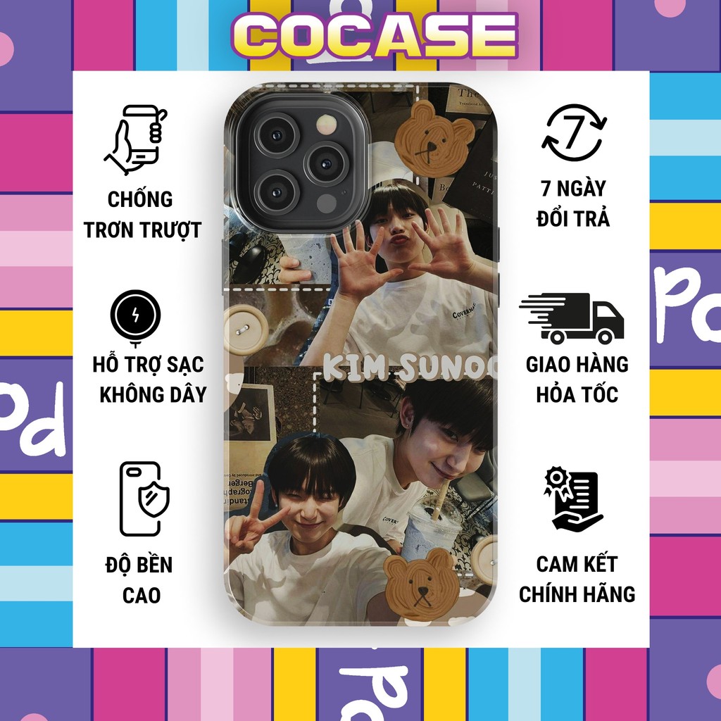 Ốp COCASE iphone SUNOO ENHYPEN ghép ảnh gấu đáng yêu sắc nét mặt nhựa TPU bảo vệ