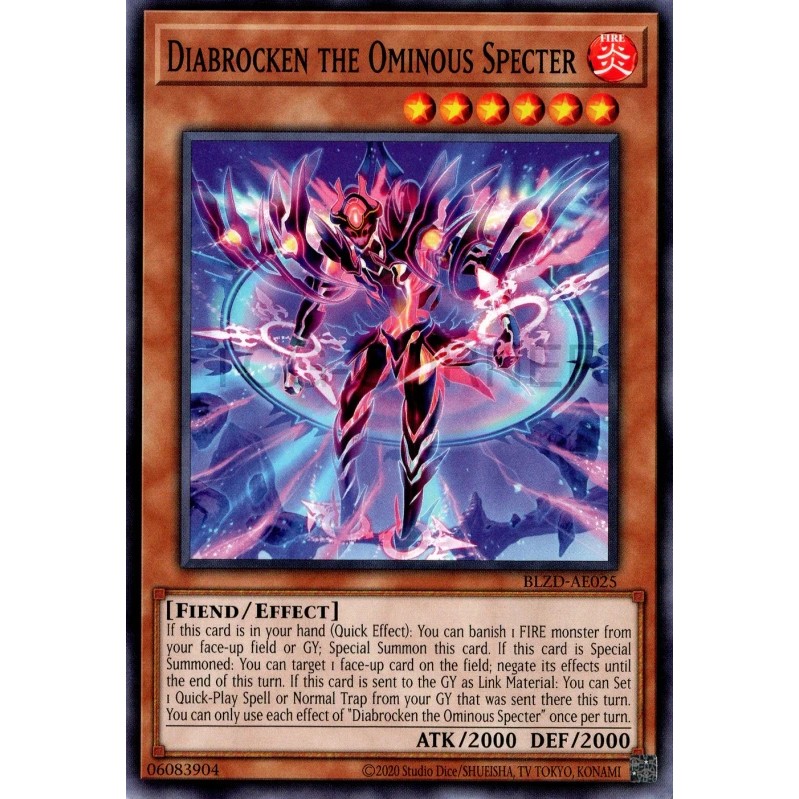 Thẻ bài Yugioh Tiếng Anh chính hãng:  "Diabrocken the Ominous Specter" (BLZD-AE025)