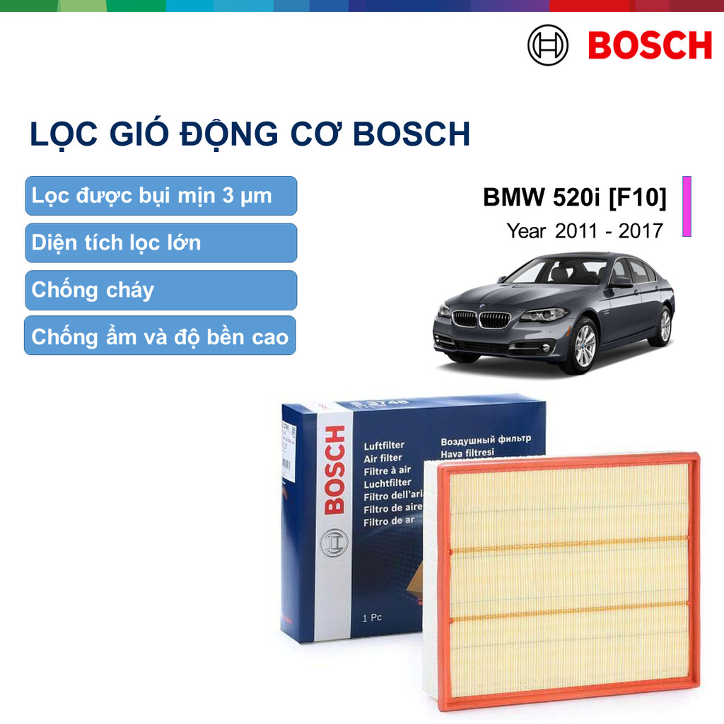 LỌC GIÓ ĐỘNG CƠ BOSCH BMW 520i [F10] ĐỜI XE 2011 ĐẾN 2017