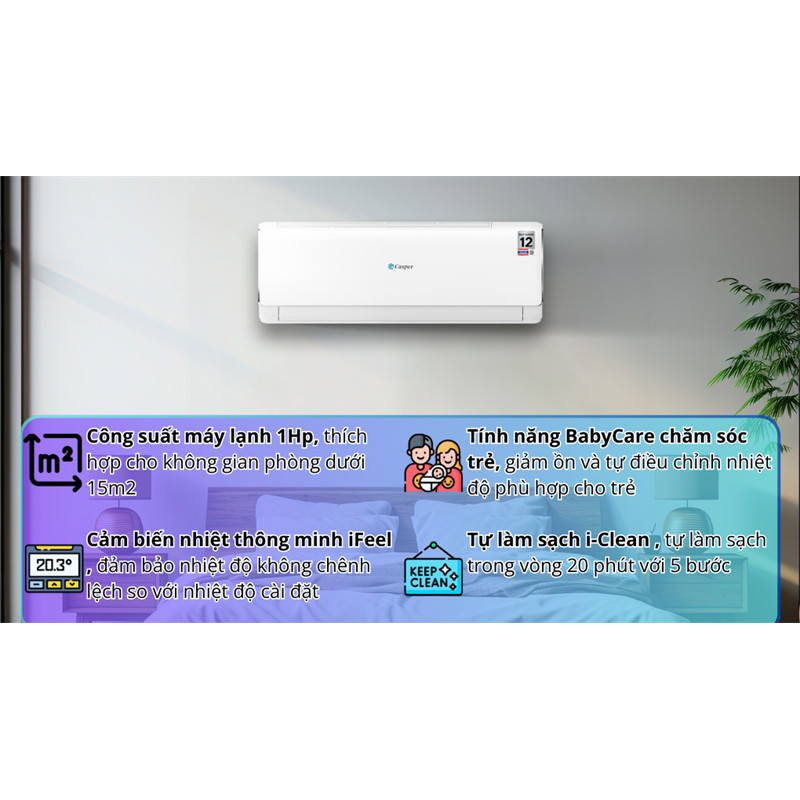 Máy Lạnh Casper Inverter ProAir 1 HP JC-09IU36 2025 - Thái Lan