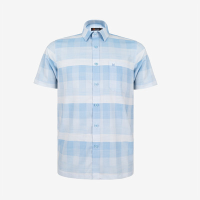Áo sơ mi nam KHATOCO ngắn tay form Tailor Fit lai ngang mã A1MN538T2-CNCR816-2709-N