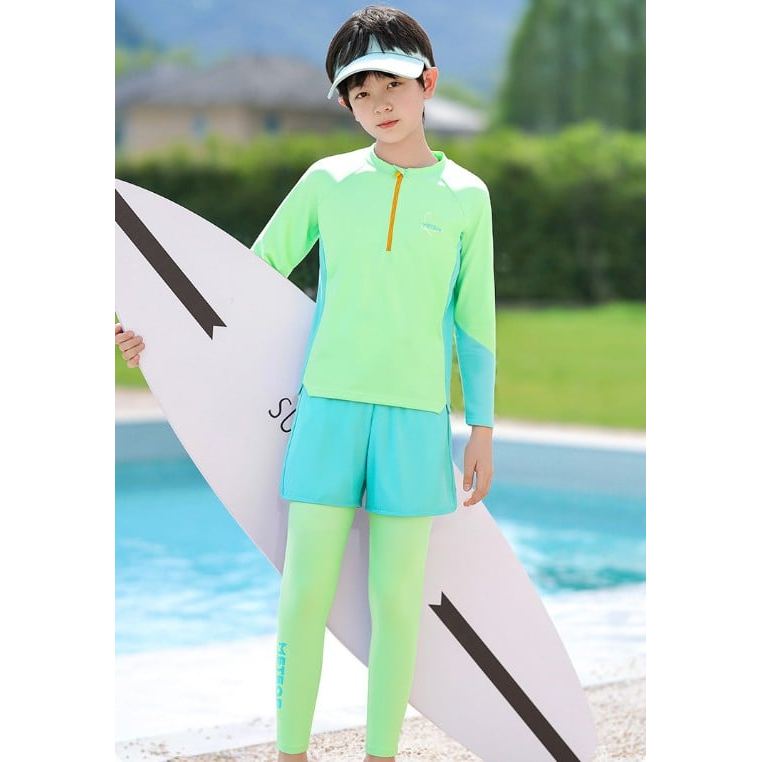 [chính hãng] Đồ bơi cho bé trai áo dài tay chống nắng mẫu mới phối màu YUKE size 110-170 mã 2543 và 