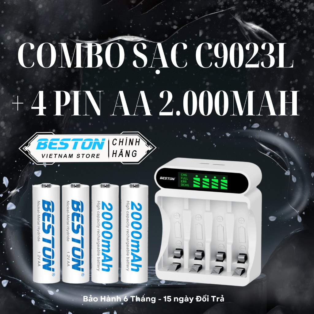 COMBO Sạc Pin AA/AAA & Pin Sạc AA 2000mAh