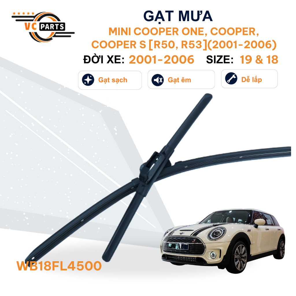 Gạt Mưa Thân Mềm SCHAEFFLER Kích Thước 19 & 18 Cho Mini Cooper ONE, COOPER, COOPER S [R50, R53]