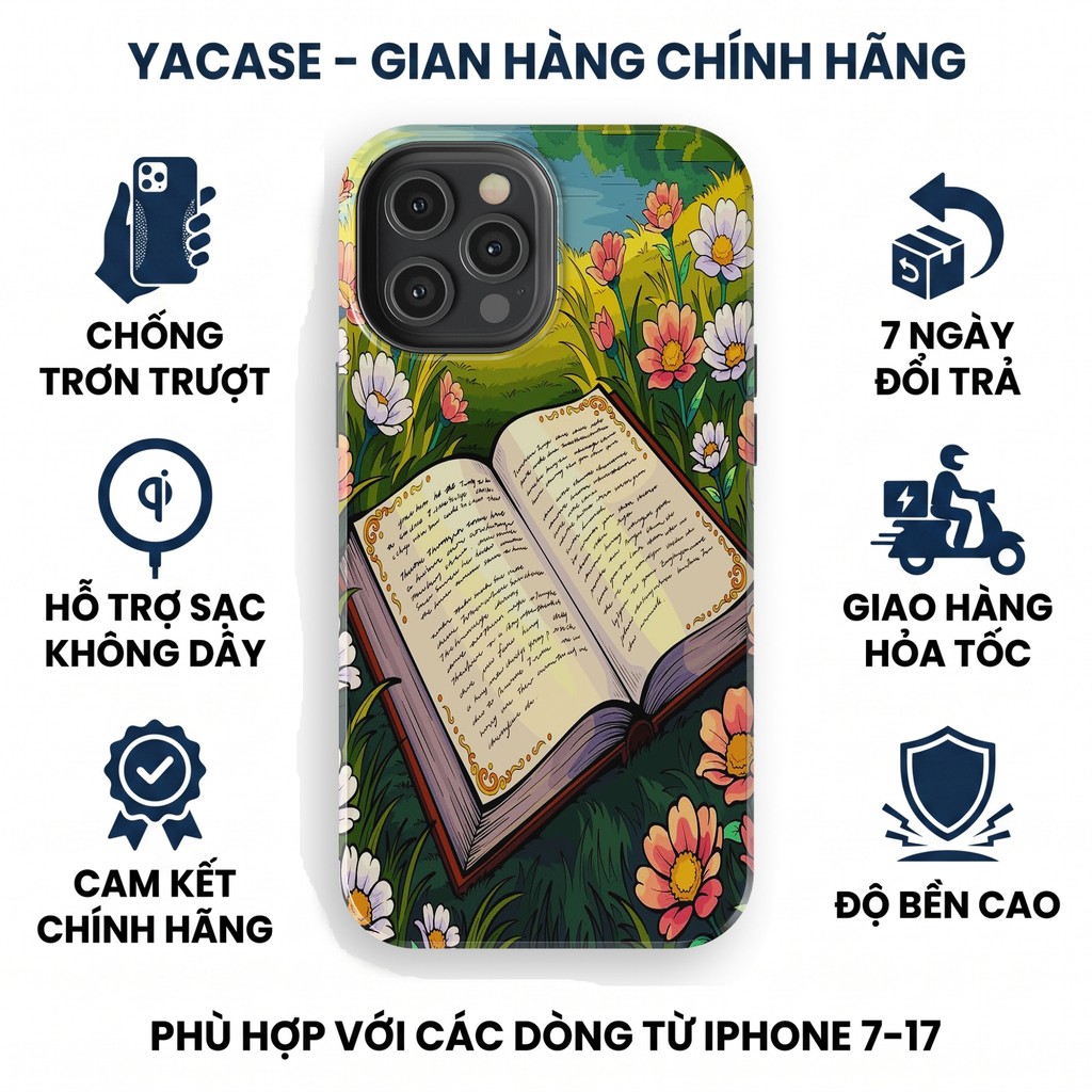 Ốp lưng iphone QUYỂN SÁCH CŨ chill nhẹ nhàng TPU cứng bóng cho iPhone 11 đến 17 Pro Max