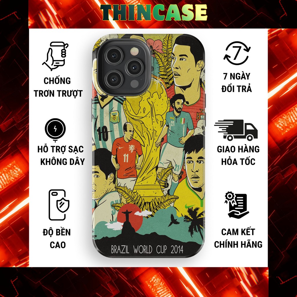 Ốp lưng iPhone Brazil World Cup 2014 nhựa cứng bóng cho iphone 11-17 Pro Max Plus Xs chống sốc